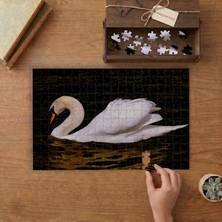 Kuğu Kuşu - Beyaz Kuğu Tasarımı 240 Parça Ahşap Puzzle Ahşap Kutuda  MP05242