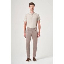 İmza Bej 5 Cep Gabardin Slim Fit Pamuklu Denim Jean Kot Pantolon 1003260317