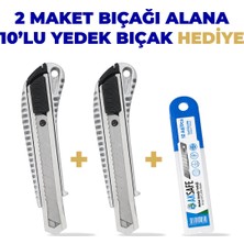 HMP Metal Gövdeli Maket Bıçağı 2’li Set – 10’lu Yedek Bıçak Hediyeli