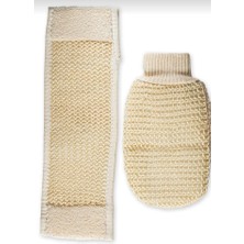 Madame Naturel %100 Doğal Eldiven + Saplı Uzun Banyo Lif Seti (Sisal Bitkisi)