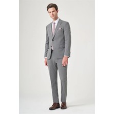 İmza Gri Kırlangıç Yaka 6 Drop Slim Fit Tam Astar Esnek Takım Elbise 1001260148