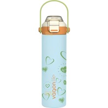 Vagonlife 600ML Yeni Koleksiyon Desenli Pipetli/pipetsiz Kullanım Kulplu 6 Saat Sıcak/soğuk Paslanmaz Çelik Termos