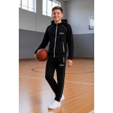 Pina Kids Erkek Çocuk Atheletic Reglan Kol Kapüşonlu Düz Paça Dalgıç Kumaş Eşofman Takımı ESF7019