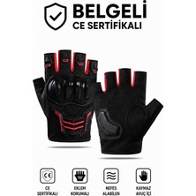MOTOSOR MOTO MARKET Korumalı Kısa Motosiklet Eldiveni Yasaya Uygun Parmaksız Kırmızı
