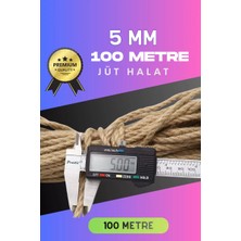 Zemira 5 mm 100 Metre Jüt Halat Dekoratif Hasır Ip Urgan Süs