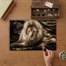 Uzun Tüylü Aslan Tasarımı 240 Parça Ahşap Puzzle Ahşap Kutuda  MP05148