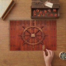 Ahşap Gemi Dümeni Tasarımı 240 Parça Ahşap Puzzle Ahşap Kutuda  MP04624