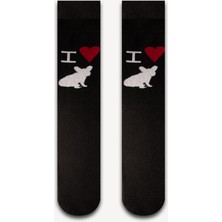 Neşeli Çoraplar Siyah Love Dog Renkli Unisex Çorap
