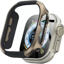 Uravas Store Movenchy Apple Watch Ultra 49MM Mo-Wt3 Alüminyum Camlı Kasa Ekran Koruyucu - Gold