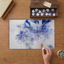 Mavi Kiraz Çiçekleri  Tasarımı 240 Parça Ahşap Puzzle Ahşap Kutuda  MP06754