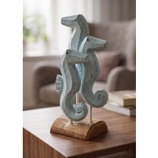 The Mia Retro Ahşap Standlı 3'lü Denizatı Biblosu 30 cm