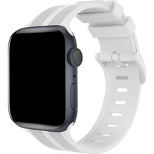 Uravas Store Newface Apple Watch 38MM KR408 Çizgili Silikon Kordon - Beyaz