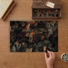 Kadife Yeşili Yapraklar - Kırmızı Yeşil Meyveler Tasarımı 240 Parça Ahşap Puzzle Ahşap Kutuda  MP05643