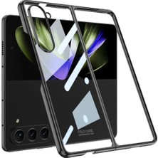 Halkhouse Galaxy Z Fold 5 Kılıf Full Camlı Renkli Çerçeveli Kıpta Şık Lüks Kapak
