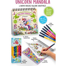 TUX Unicorn Mandala - 6 Renk Keçeli Kalem ve 75 Adet Çıkartma Hediyeli 3+
