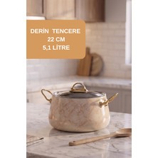 EVREN MUTFAK 7 Parça Mermer Desen Gri (Gray) Tencere Seti Yapışmaz Taban
