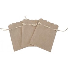 Kadife (Süet) Yıldız Kese 10 Adet 8,5 X12 cm Boy Takı, Altın Kesesi (Krem)