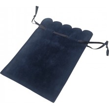 Kadife (Süet) Yıldız Kese 10 Adet 8,5 X12 cm Boy Takı, Altın Kesesi (Lacivert)