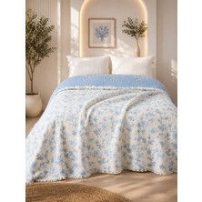 Veronica Line Premium Çiçek Desenli %100 Pamuk Müslin Yatak Örtüsü , Pike , 4 Mevsim