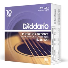 D'addario Stahlsaiten Westerngitarre | Höchste Qualıtät Der Belıebtesten Saıtenmarke | EJ26-10P | Ph