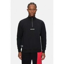 Ecko Unltd. Myndus Siyah Dik Yaka Nakışlı Loose Fit Erkek Sweatshirt