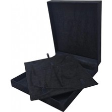 Yakut Süet Büyük Kare Set Kutusu (19X22 Cm) (Siyah)