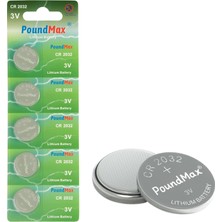 Poundmax 5 Adet CR2032,DL2032 3V Lityum Düğme Pil,airtag,araba Anahtarlık,uzak Kumandalı Araba,teraz