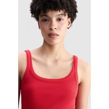 Ecko Unltd. Ecko Red Aubrey Slim Fit Kare Yaka Baskılı Kadın Kırmızı Atlet