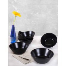 Keramika Mat Siyah Hitit Çorba Kasesi 14 cm 6 Adet