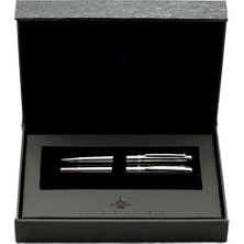 Steelpen World Serisi 2715 Parlak Krom Dolma Kalem+Tükenmez Kalem Seti