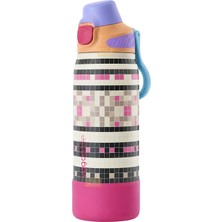 Vagonlife 700ML Yeni Koleksiyon Düz Renkli Pipetli/pipetsiz Kullanım Kulplu Kaymaz Tabanlı Paslanmaz Çelik Termos
