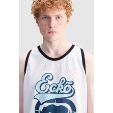 Ecko Unltd. Harrıson Loose Fit Bisiklet Yaka Baskılı %100 Polyester Erkek Beyaz Atlet
