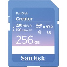 Sandisk Creator Sdxc Uhs-Iı 256 GB Bellek Kartı, V60, 6k & 4K Uhd, Okuma Hızı, 280 Mb/s'ye Kadar, Su