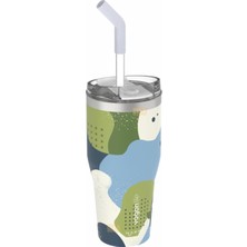 Vagonlife 590ML Desenli Pipetli/pipetsiz Çift Kullanım Tumbler Kahve Bardağı/mug Paslanmaz Çelik Ter