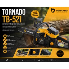 Tornado TB-521 Benzinli Motorlu Testere 52 cc 50 cm 2 Zamanlı Güçlü Ağaç Kesme Makinesi