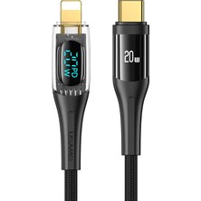 Usams US-SJ588 Dijital Göstergeli 1.2m Pd 20W Type-C To Lightning iPhone Hızlı Şarj ve Data Kablosu
