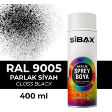 Sibax Akrilik Sprey Boya Parlak Siyah Ral 9005 – 400 ml