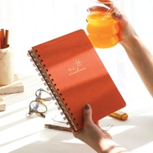 Paperora A5 Spiralli Sert Kapak Keten Çizgili Tarihsiz Not Defteri Mercan