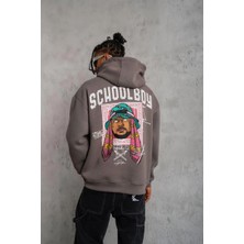Vexor Erkek 3 Iplik Pamuklu Kapüşonlu Baskılı Cepli Oversize Sweatshirt Hoodie - Gri
