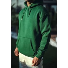 Vexor Erkek 3 Iplik Pamuklu Kapüşonlu Basic Sweatshirt Hoodie - Haki
