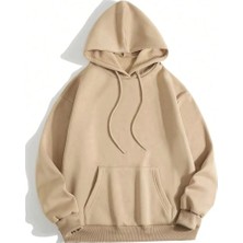 Vexor Erkek 3 Iplik Pamuklu Kapüşonlu Kanguru Cepli Sweatshirt Hoodie -  Bej