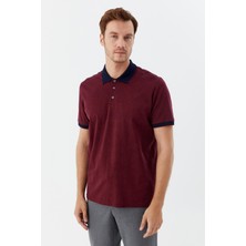 Sabri Özel Lacivert %100 Pamuk Regular Fit Desenli Polo Yaka T-Shirt