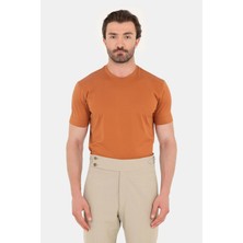 Sabri Özel Tarçın %100 Pamuk Regular Fit Bisiklet Yaka Basic T-Shirt