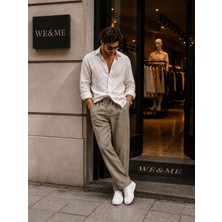 We&me Erkek Keten Pantolon Baggy Kalıp Lastikli Belli Bağcıklı Yazlık Günlük Rahat Pantolon