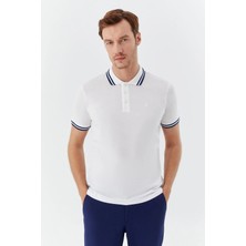 Sabri Özel Beyaz Slim Fit %100 Pamuk Düğmeli Polo Yaka T-Shirt
