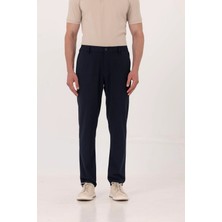 Sabri Özel Lacivert Yanı Lastikli Köprülü Kemerli Slim Fit Jogger Pantolon