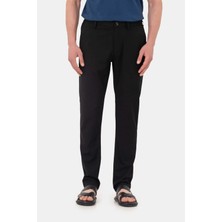 Sabri Özel Siyah Yanı Lastikli Köprülü Kemerli Slim Fit Jogger Pantolon