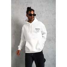 Vexor Erkek 98 Baskılı Kapşonlu 3 Iplik Pamuklu Sweatshirt Hoodie - Beyaz