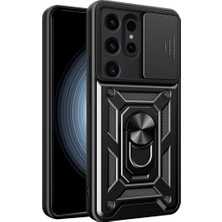Grandor Samsung Galaxy S24 Ultra Kılıf Pars Lens Yüzüklü Silikon - Siyah