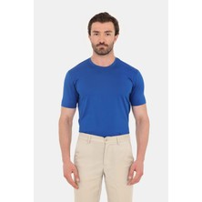 Sabri Özel Saks %100 Pamuk Regular Fit Bisiklet Yaka Basic T-Shirt